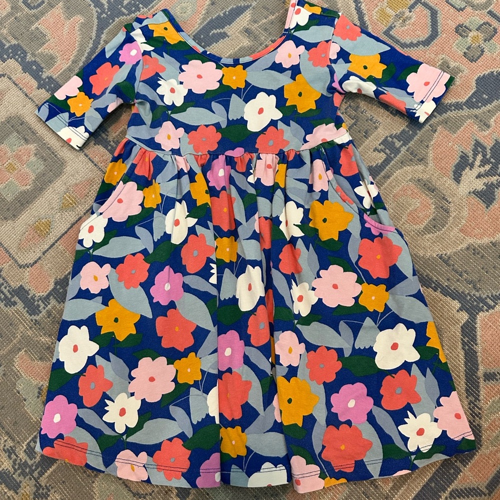 Hanna Andersson Floral Kids Dress - Blue, Pink, Orange
